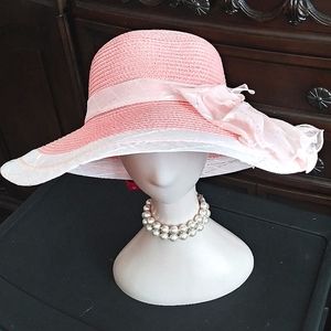 Beloved Millinery Gorgeous Fine Pretty Pink White Classy Bow Spring Summer Hat